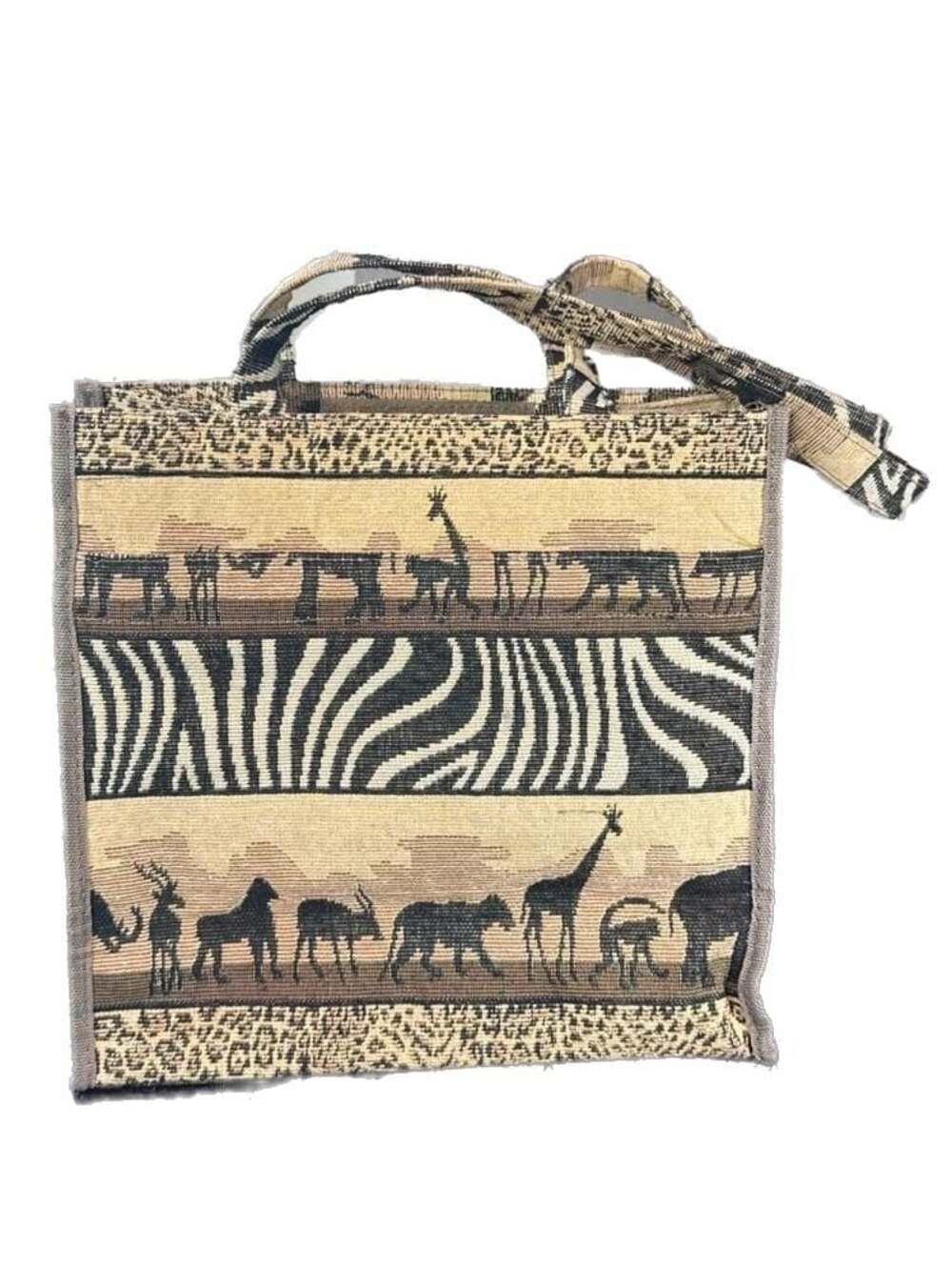 Vintage Jade African Safari Safari Tapestry Print Tote Bag, 12”
